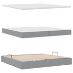vidaXL Lit de rangement LED avec matelas Gris clair 200 x 200 cm Tissu
