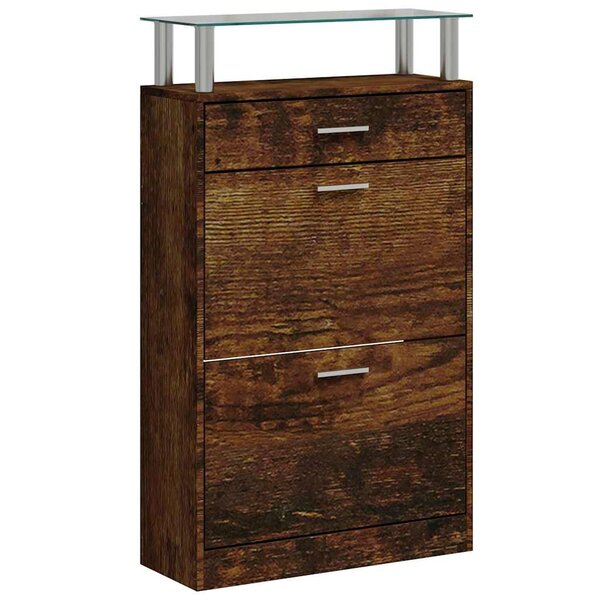 vidaXL Armoire à chaussures Chêne fumé 63x24x104 cm Bois d'ingénierie
