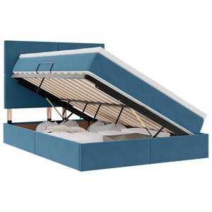 vidaXL Lit de rangement LED avec matelas Bleu foncé 140 x 190 cm