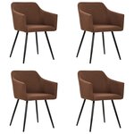 vidaXL Chaises à manger lot de 4 marron tissu