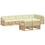 vidaXL Ensemble de canapés d'extérieur 8 pc Blanc et crème Polyester