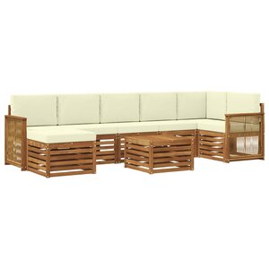 vidaXL Ensemble de canapés d'extérieur 7 Pièces Naturel et Crème
