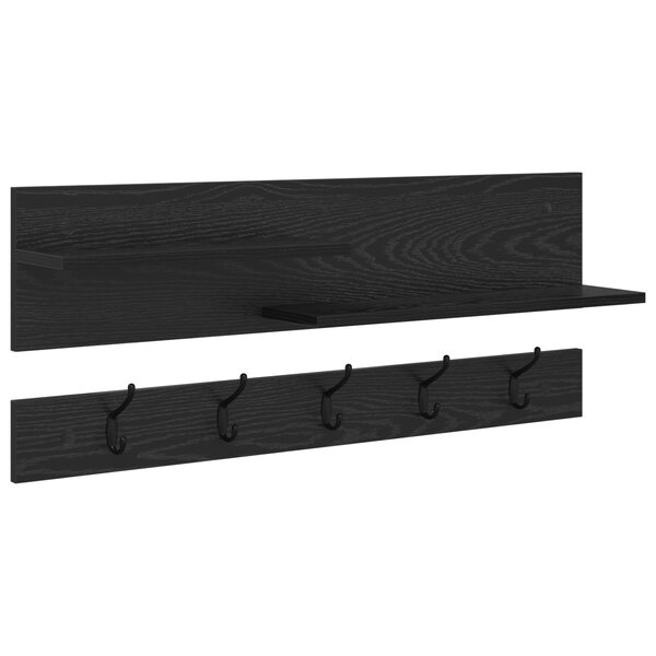vidaXL Porte-manteau mural avec étagère avec stockage Chêne noir 90 x 15 x 36 cm