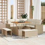 vidaXL Ensemble de canapé de jardin 8 Pièces Beige polyrotin