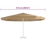 vidaXL Tissu de remplacement pour parasol d'extérieur Taupe 515 cm