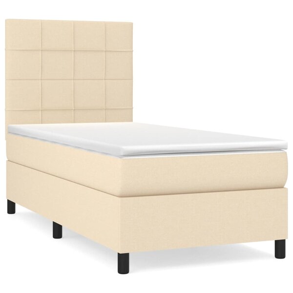 vidaXL Sommier à lattes de lit avec matelas Crème 90x200 cm Tissu