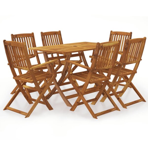 vidaXL Mobilier à dîner de jardin pliable 7 Pièces Bois d'acacia solide