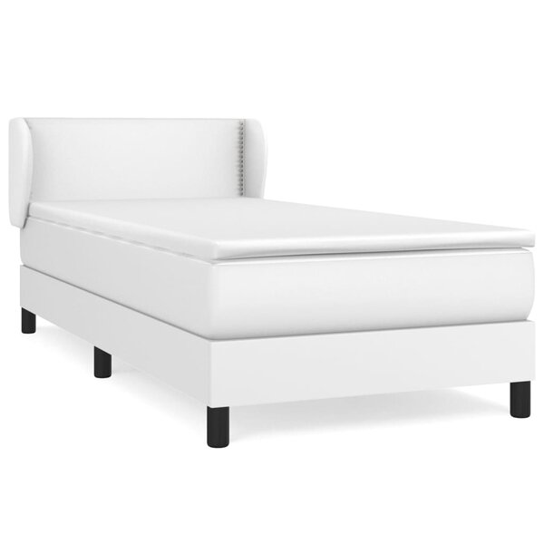 vidaXL Sommier à lattes de lit avec matelas Blanc 90x200 cm Similicuir