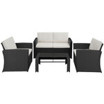 Tectake Salon bas de jardin LUCQUES 4 places - noir