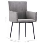 vidaXL Chaises à manger avec accoudoirs lot de 4 gris velours
