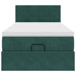 vidaXL Cadre de lit ottoman avec matelas vert foncé 100x200 cm velours