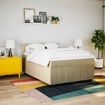 vidaXL Sommier à lattes de lit avec matelas Crème 140x200 cm Tissu