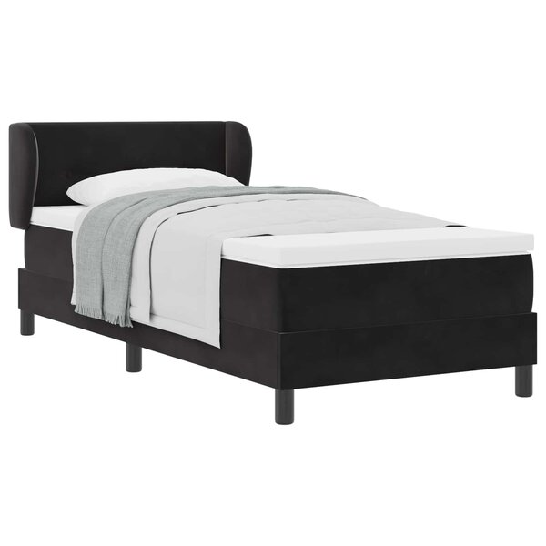 vidaXL Lit à ressorts avec matelas Noir 100 x 200 cm Velours