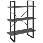 vidaXL Bibliothèque à 3 niveaux Gris 80x30x105 cm Bois de pin massif