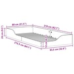 vidaXL Cadre de lit surélevé Blanc 80 x 210 cm Bois massif en pin