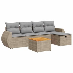 vidaXL Salon de jardin avec coussins 6 Pièces beige résine tressée