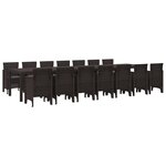 vidaXL Ensemble de salle à manger pour jardin 15 Pièces Marron