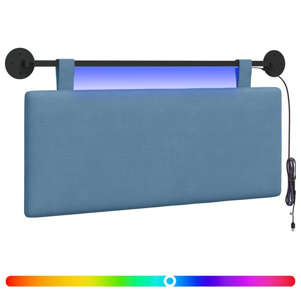 vidaXL Tête de lit suspendue Bleu Tissu en velours côtelé