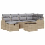 vidaXL Ensemble de canapé de jardin 7 Pièces Beige Poly rotin