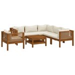 vidaXL Salon de jardin 7 Pièces avec coussin crème Bois d'acacia solide