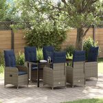 vidaXL Ensemble de salle à manger pour jardin 7 Pièces Gris polyrotin