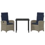 vidaXL Ensemble de salle à manger pour jardin 3 Pièces Gris polyrotin