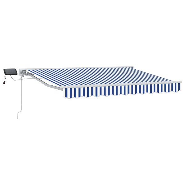 vidaXL Cadre de store manuel avec LEDs Bleu et Blanc 3 x 2 5 m
