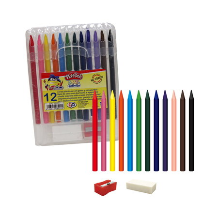 Coloriage : 12 crayons de couleur a la cire 7mm - playdoh art & activity -  La Poste