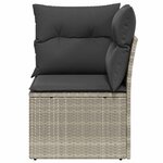 vidaXL Canapé d'angle de jardin et coussins gris clair résine tressée