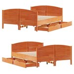 vidaXL Cadre de lit sans matelas cire marron 150x200cm bois pin massif