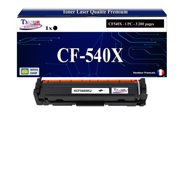 T3AZUR -Toner compatible avec CF540X (203X) pour HP Color LaserJet Pro MFP M280nw M281fdn M281fdw - Noir