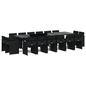 vidaXL Ensemble à manger de jardin 17 Pièces coussins noir résine tressée