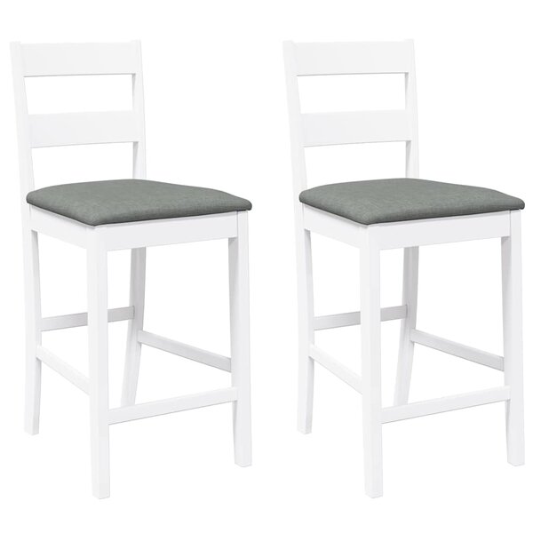 vidaXL Tabourets de bar avec coussins 2 Pièces blanc bois massif d'hévéa