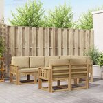 vidaXL Ensemble de canapés d'extérieur 7 Pièces Blanc et Beige Polyester