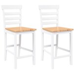 VidaXL Tabourets de bar 2 Pièces blanc bois massif d'hévéa