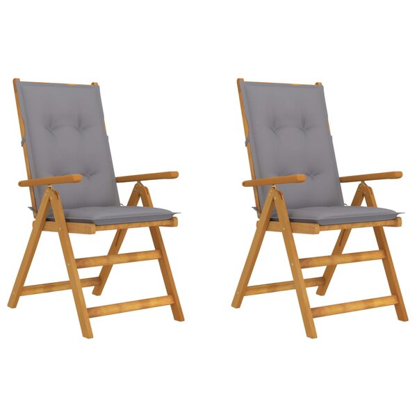 vidaXL Chaises inclinables de jardin 2 Pièces avec coussins Bois d'acacia