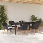vidaXL Ensemble de salle à manger pour jardin 7 Pièces Noir polyrotin