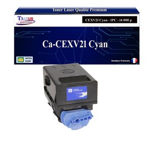 T3AZUR -Toner compatible avec Canon CEXV21 (0453B002) pour Canon IR-C2380i C2550 C2880 C3080 C3380 C3480 C3580 - Cyan