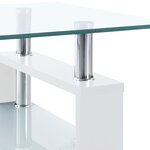 vidaXL Table basse Blanc et transparent 95x55x40 cm Verre trempé