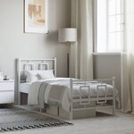 vidaXL Cadre de lit métal avec tête de lit/pied de lit blanc 80x200 cm