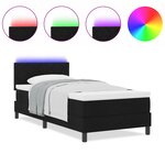 vidaXL Lit avec sommier à ressorts et matelas & LED noir 90x200 cm tissu