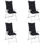 vidaXL Coussins de chaise jardin à dossier haut lot de 4 carreaux noir