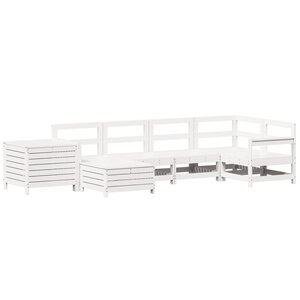 vidaXL Salon de jardin 7 Pièces blanc bois de pin massif