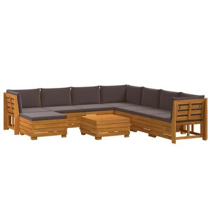 vidaXL Ensemble de canapés d'extérieur avec coussin 9 Pièce Marron