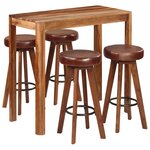 vidaXL Ensemble de bar 5 Pièces bois massif 115x56x107 cm