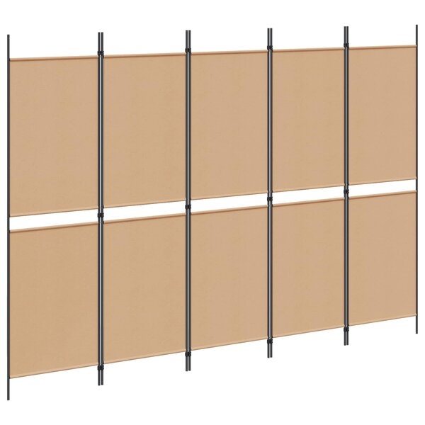 vidaXL Paravent 5 Panels Beige 250 x 180 cm Tissu