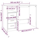 vidaXL Bureau avec tiroirs Noir 102x50x76 cm Bois d'ingénierie