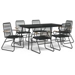 vidaXL Ensemble à manger de jardin 7 Pièces Noir Rotin PVC
