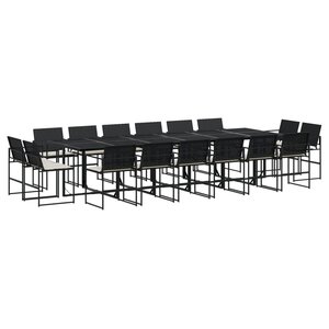 vidaXL Ensemble à manger de jardin 17 Pièces coussins noir résine tressée