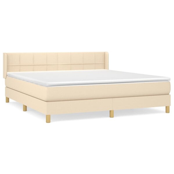 vidaXL Sommier à lattes de lit avec matelas Crème 180x200 cm Tissu